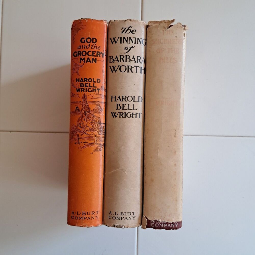 Lot of 3 Antique Novels by Harold Bell Wright Decor Staging Hardback Dustcovers